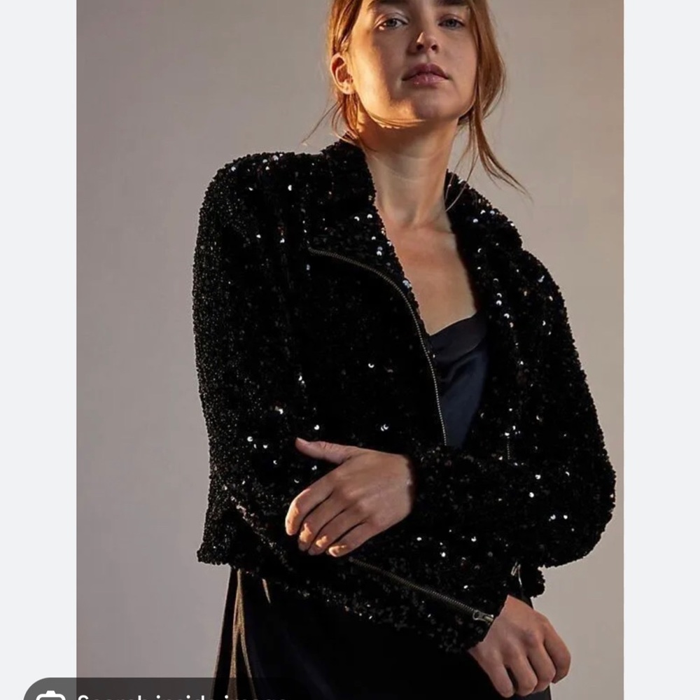 Maeve cropped sequin lined jacket size medium